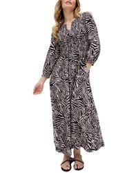 Raffya - Paulina Shirred Bodice Zebra Print Maxi Dress - Lyst