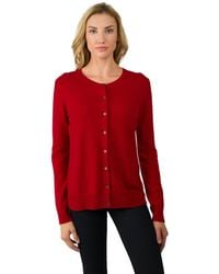 Jennie Liu - 100% Cashmere Button Front Long Sleeve Crewneck Cardigan Sweater - Lyst