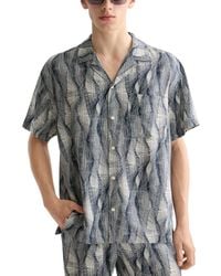 Scotch & Soda - Relaxed Fit Short Sleeve Marble Print Button-front Camp Shirt - Lyst