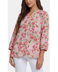 NYDJ - Pintuck Split Round Neck Top - Lyst