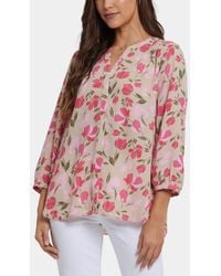 NYDJ - Pintuck Split Round Neck Top - Lyst