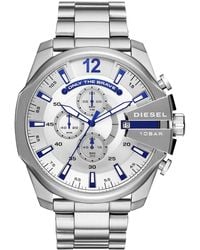 DIESEL - Dz4477 Mega Chief Analog Display Quartz Silver Watch - Lyst