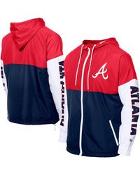 KTZ - Navy/red Atlanta Braves Color Block Full-zip Hoodie Windbreaker Jacket - Lyst
