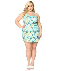 Unique Vintage - Plus Size The Golden Girls Aqua Character Print Skirted Dolly Romper - Lyst