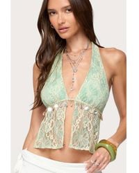 Edikted - Lace Split Front Backless Top - Lyst