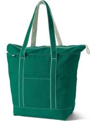 Lands' End - Large Solid Color 5 Pocket Zip Top Long Handle Canvas Tote Bag - Lyst