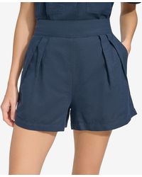 Marc New York - Andrew Marc Sport Washed Linen High Rise Pull On Pleated Shorts - Lyst