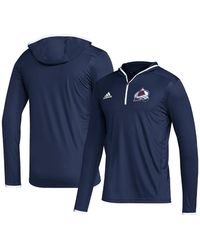 adidas - Navy Colorado Avalanche Team Long Sleeve Quarter-zip Hoodie T-shirt - Lyst