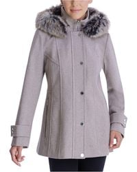 faux fur hooded wool car coat london fog