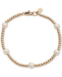 Ralph Lauren - Gold-tone Station Faux-pearl Flex Bracelet - Lyst