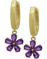 Macy's - Blue Topaz Flower Dangle Hoop Earrings (2-5/8 Ct. T.w. - Lyst
