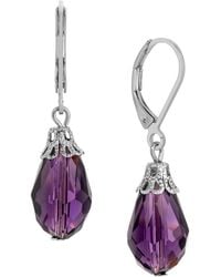 2028 - Silver-tone Crystal Faceted Drop Earrings - Lyst