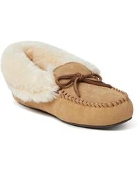 Dearfoams - Genuine Suede Fold Over Moccasin House Shoe Slipper - Lyst