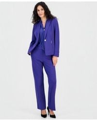 Kasper - Notch Collar Blazer Tie Neck Sleeveless Blouse Audrey Pull On Straight Leg Pants - Lyst