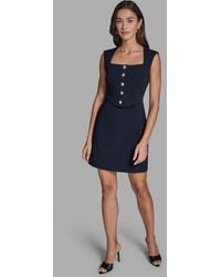 BCBGMAXAZRIA - Crepe Square Neck Button Front Two-piece Dress - Lyst