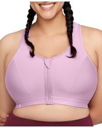 Glamorise - Plus Size Full Figure Zip Up Front Closure Sports Wirefree Bra 9266 - Lyst