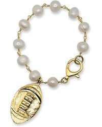 Bowood Lane - Freshwater Pearl Bracelet With Plated Football Charm - Lyst
