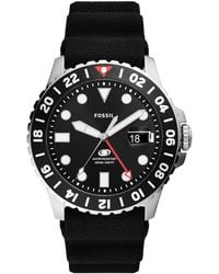 Fossil - Blue Gmt Silicone Watch 46mm - Lyst