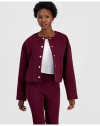 INC International Concepts - Petite Lined Round-neck Poly-wool Blend Snap-front Jacket - Lyst