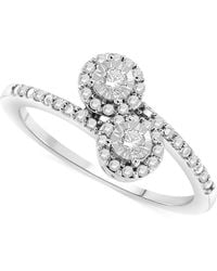 Macy's - Diamond Double Halo Bypass Statement Ring (1/4 Ct. T.w. - Lyst