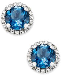 Macy's - London Blue Topaz (1-3/4 Ct. T.w.) And Diamond (1/6 Ct. T.w.) Stud Earrings In 14k White Gold - Lyst