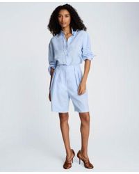 Kenneth Cole - Long Sleeve Button Front Top High Rise Pleated Shorts - Lyst
