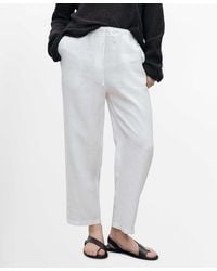 Mango - Straight Linen-blend Pants - Lyst