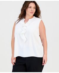 Kasper - Plus Size Ruffle Split-neck Sleeveless Top - Lyst