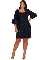 Adrianna Papell Plus Size Structured Cape Sheath Dress in Blue Lyst