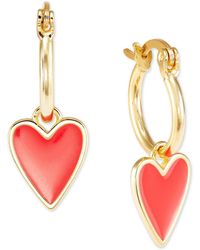 Giani Bernini - Red Enamel Heart Dangle Hoop Drop Earrings In 14k Gold-plated Sterling Silver, Created For Macy's - Lyst