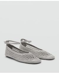 Mango - Ankle Strap Crocheted Ballet Flats - Lyst