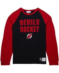 Mitchell & Ness - Black/red New Jersey Devils Legendary Slub Raglan Long Sleeve T-shirt - Lyst