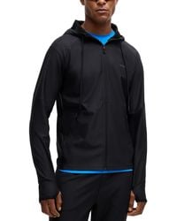 BOSS - Boss By Logo Detail Active-stretch Zip-up Hoodie - Lyst