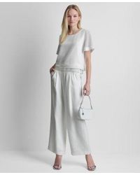 DKNY - Crew Neck Layered Top High Rise Pull On Ankle Pants - Lyst