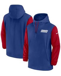 Nike - Royal/red New York Giants 2024/25 Sideline Pre-game Player 1/2-zip Hoodie Jacket - Lyst