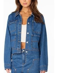 Roxy - Reel Life Cropped Oversized-pocket Denim Jacket - Lyst