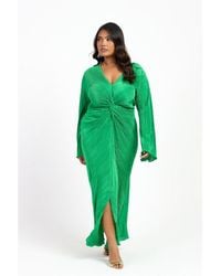 FASHION-SZN CURVE - Curve Plisse Flare Sleeve Midaxi Dress - Lyst