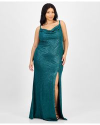 Emerald Sundae - Sundae Trendy Plus Size Draped-sweetheart-neck Glitter Gown - Lyst
