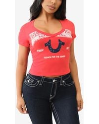 True Religion - Crystal Logo V-neck Baby T-shirt - Lyst