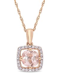 Macy's - Morganite (4/5 Ct. T.w.) And Diamond (1/10 Ct. T.w.) Floating Halo 17" Necklace In 10k Rose Gold - Lyst