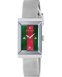 Gucci - G-frame Stainless Steel Mesh Bracelet Watch 21x34mm - Lyst
