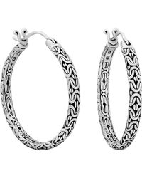 DEVATA Bali Filigree Byzantine Hoop Earrings In Sterling Silver - Metallic