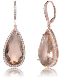 Genevive Jewelry - Clear Cubic Zirconia Tear Drop Shaped Design Rose Gold Plated Sterling Silver - Lyst