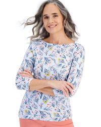 Style & Co. - Printed 3/4-sleeve Pima Cotton Top - Lyst