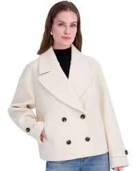 Tahari - Double-breasted Notch-collar Cropped Coat - Lyst