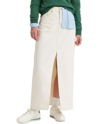 Levi's - Cotton Denim Front-slit Ankle Column Skirt - Lyst