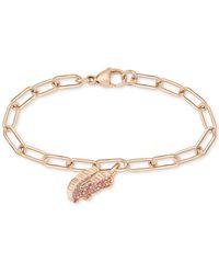 Lacoste - Multicolor Crystal Crocodile Paperclip Link Chain Bracelet - Lyst