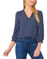 Cece - Ruffled V-neck Button-front Blouse - Lyst