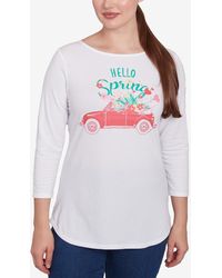 Ruby Rd. - Petite Hello Spring Solid Vintage Three Quarter Sleeve T-shirt - Lyst