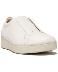 Fitflop - Rally Elastic Tumbled-leather Slip-on Sneakers - Lyst